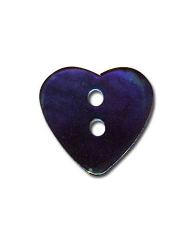 Set di 3 bottoni in madreperla a forma di cuore di colore blu scuro