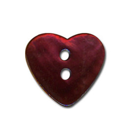 Lot de 3 boutons Nacre en forme de Coeur couleur Bordeaux