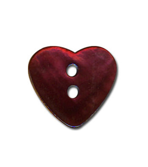 Set of 3 Mother-of-pearl buttons in the shape of a Burgundy heart