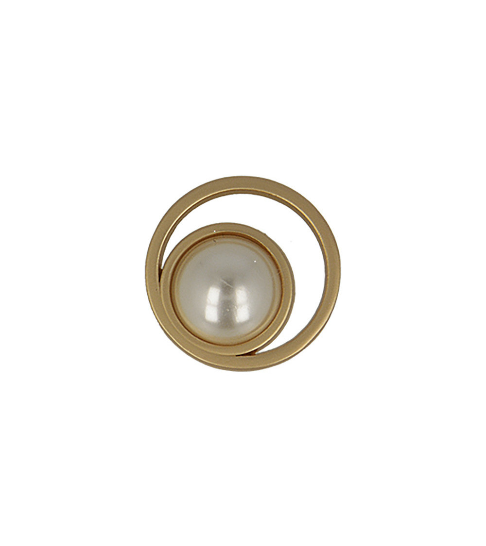 Set of 3 pearl buttons in old gold color