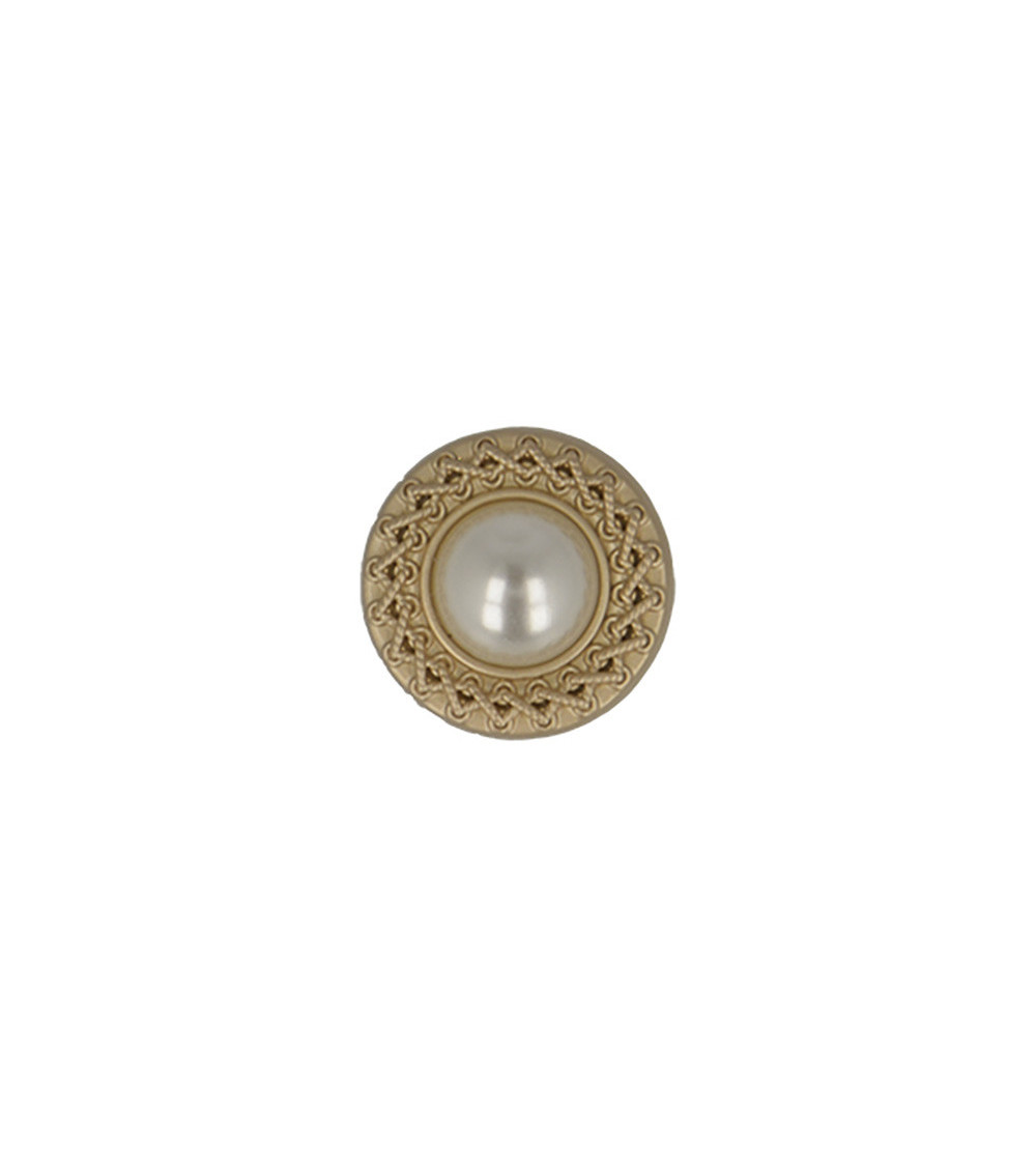 Set of 3 pearl buttons in old gold color
