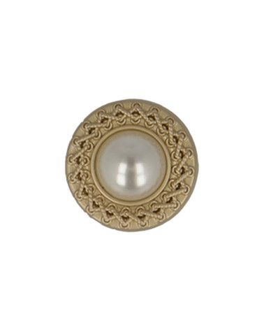 Set of 3 pearl buttons in old gold color