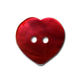 Lot de 3 boutons Nacre en forme de Coeur couleur Rouge