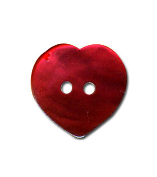 Lot de 3 boutons Nacre en forme de Coeur couleur Rouge