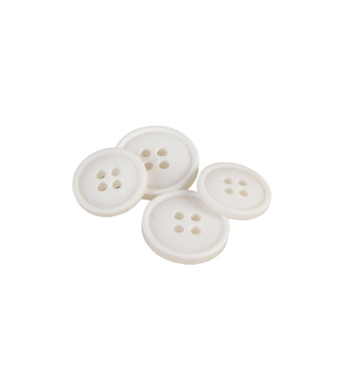 Set of 3 white 4-hole organic resin buttons