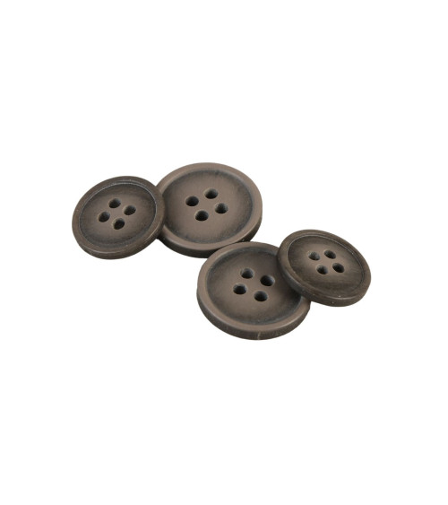 Lot de 3 boutons bio résine 4 trous marron