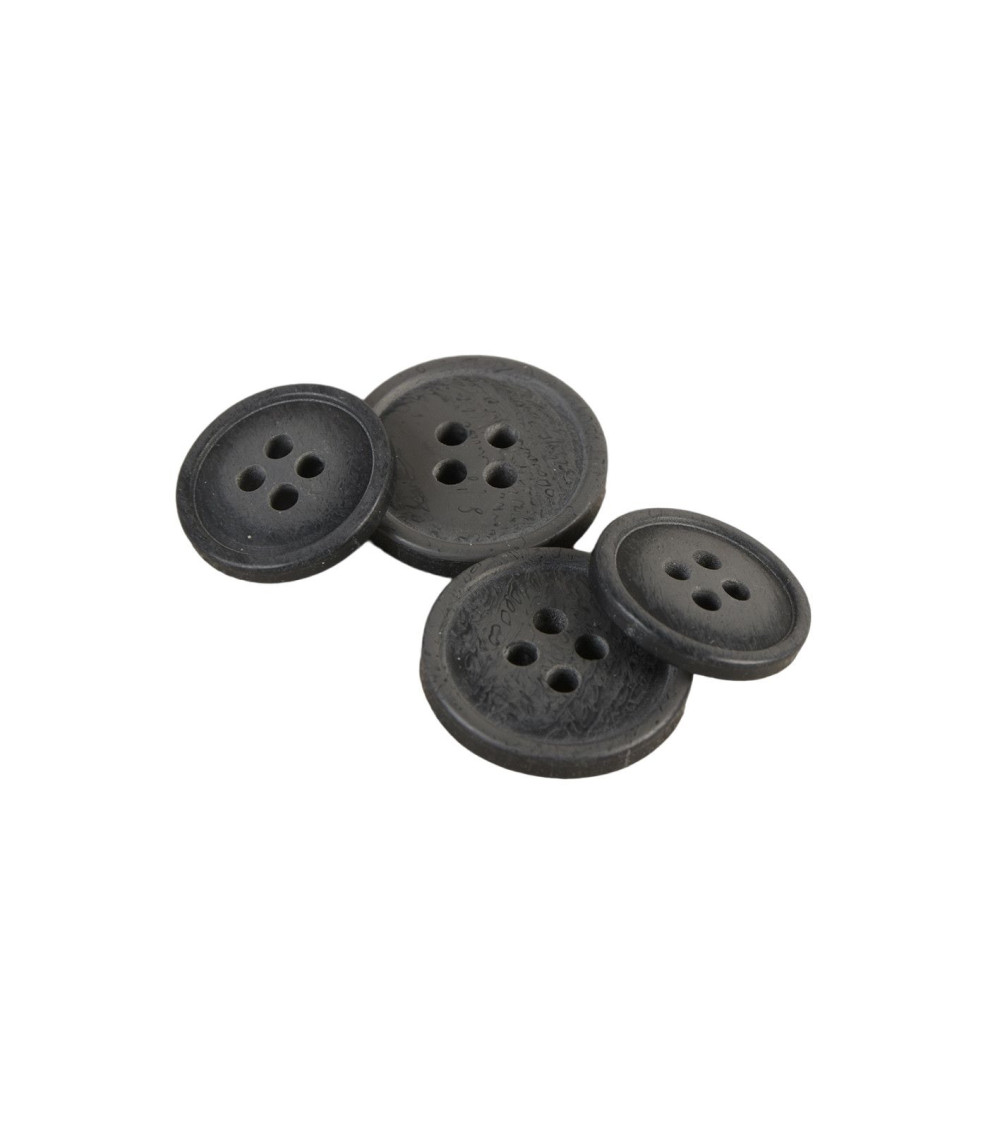 Lot de 3 boutons bio résine 4 trous gris anthracite