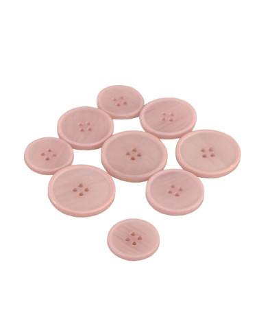 Lot de 3 boutons bio résine 4 trous rose laurier