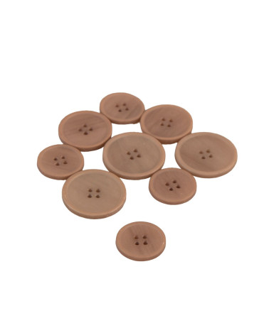 Lot de 3 boutons bio résine 4 trous beige foncé