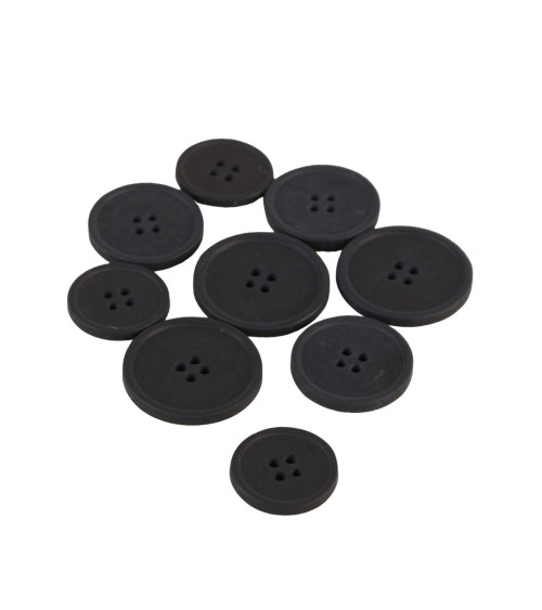 Lot de 3 boutons bio résine 4 trous noir