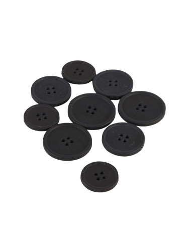Lot de 3 boutons bio résine 4 trous noir