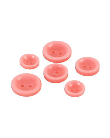 Set mit 3 runden Knöpfen mit 2 Löchern in Rosa