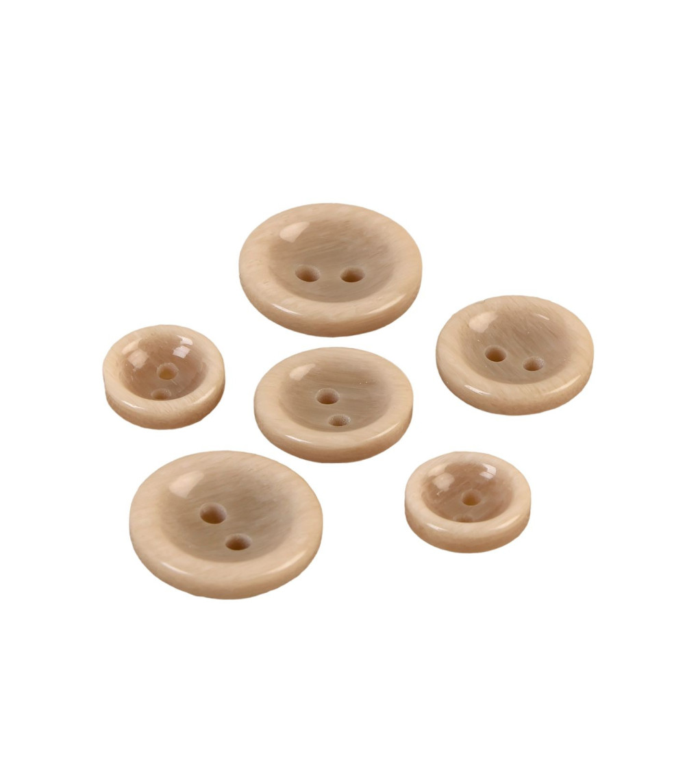 Set of 3 round buttons 2 holes beige