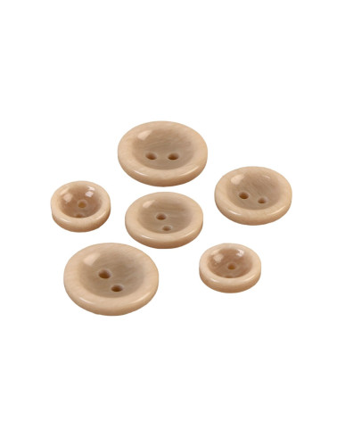 Set of 3 round buttons with 2 holes, beige