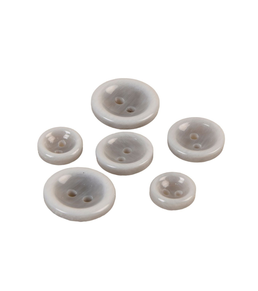 Set of 3 round buttons 2 holes gray