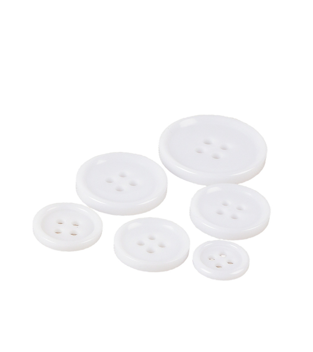 Set of 3 round buttons 4 holes classic white