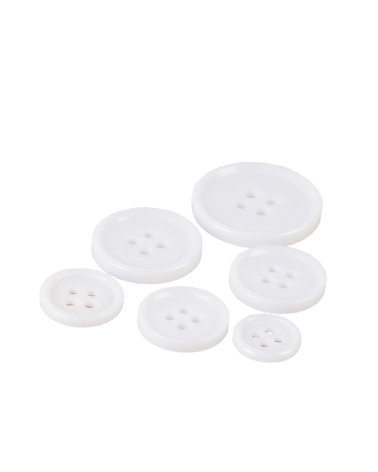 Set of 3 classic white 4-hole round buttons