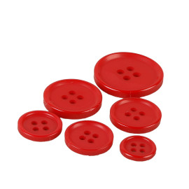 Lot de 3 boutons ronds 4 trous classique rouge