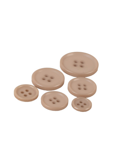 Set mit 3 runden Knöpfen mit 4 Löchern in klassischem Beige