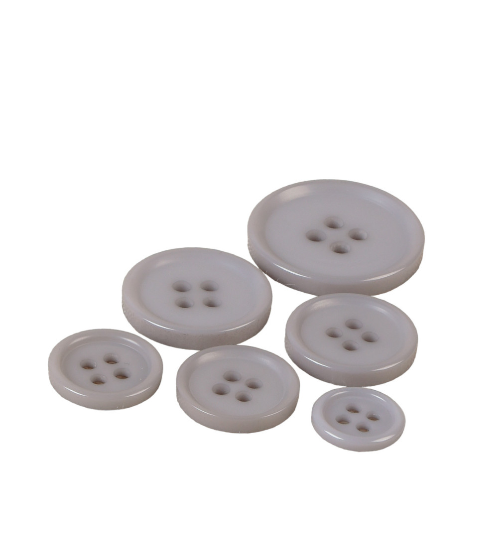 Set of 3 classic grey 4-hole round buttons