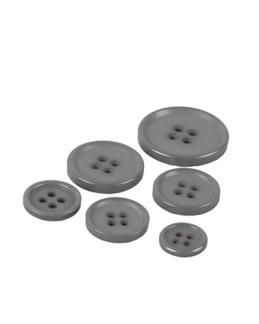 Set of 3 classic grey 4-hole round buttons