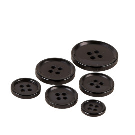 Lot de 3 boutons ronds 4 trous classique noir