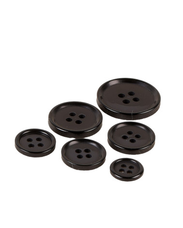Set mit 3 runden Knöpfen mit 4 Löchern in klassischem Schwarz