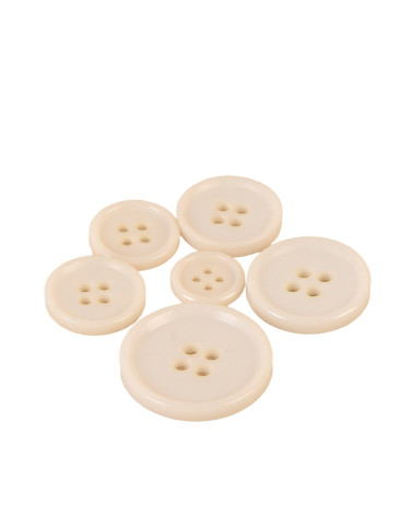 Set mit 3 runden Knöpfen mit 4 Löchern, klassisches Elfenbein