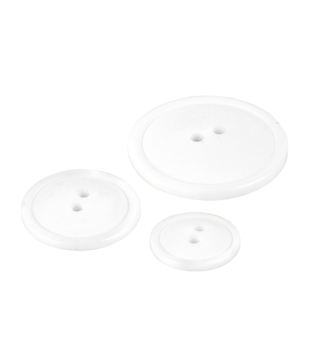Set of 3 round buttons 2 holes classic white