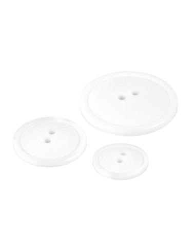 Set of 3 round buttons 2 holes classic white