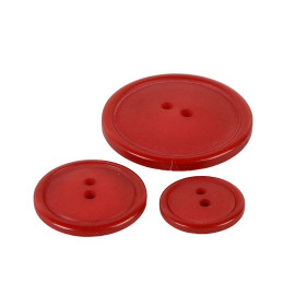 Lot de 3 boutons ronds 2 trous classique rouge