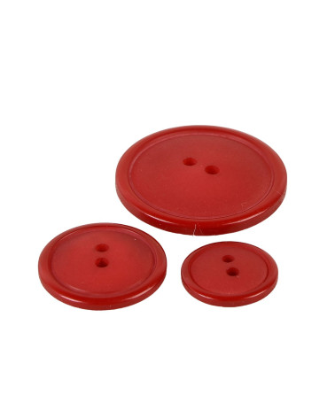 Set of 3 round buttons 2 holes classic red