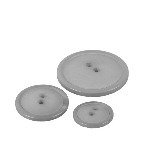 Lot de 3 boutons ronds 2 trous classique gris