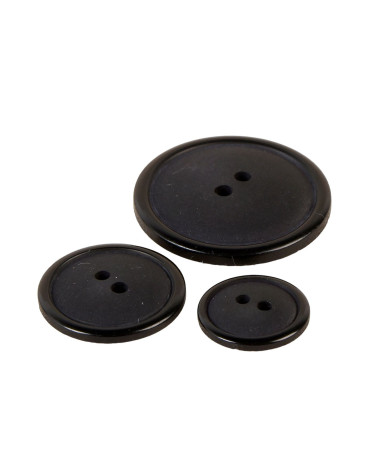 Set of 3 round buttons 2 holes classic black