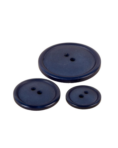 Set of 3 round buttons 2 holes classic navy blue