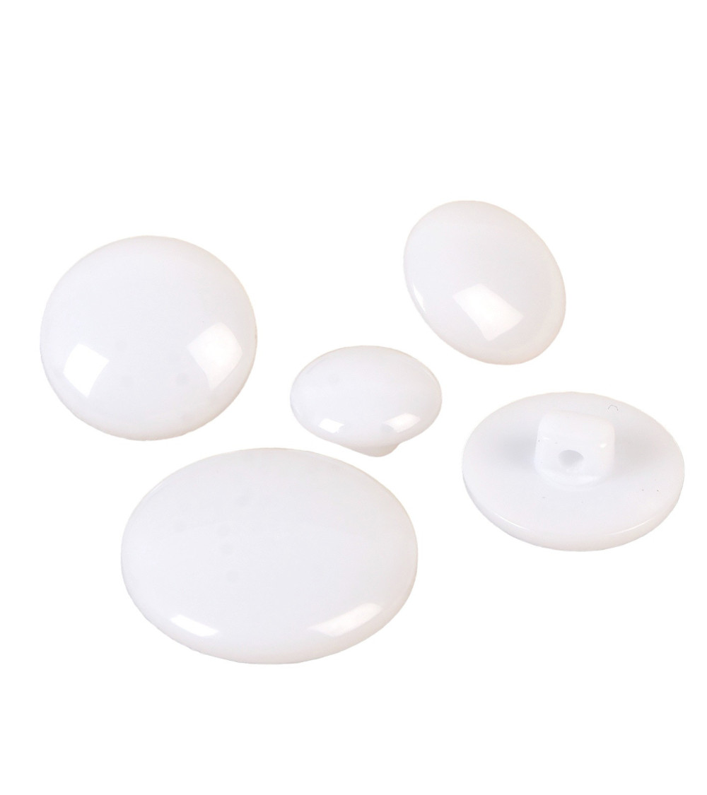 Set of 3 round buttons with classic shank white