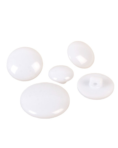 Set of 3 round buttons with classic shank white