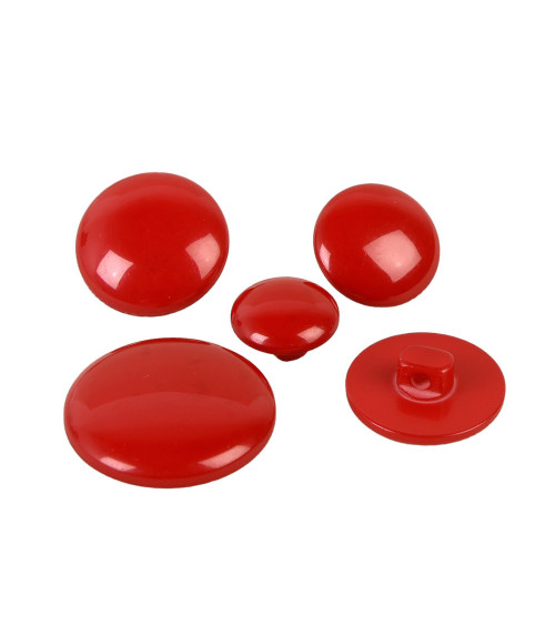 Lot de 3 boutons ronds à queue classique rouge