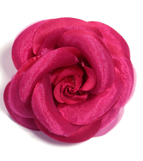 Broche fleur camélia fuchsia