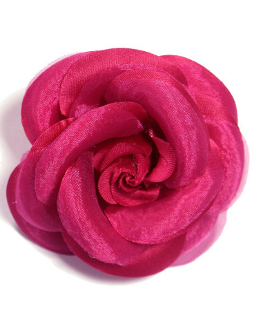 Broche fleur camélia fuchsia