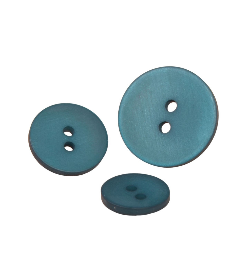 Set of 3 buttons 2 holes satin canary blue