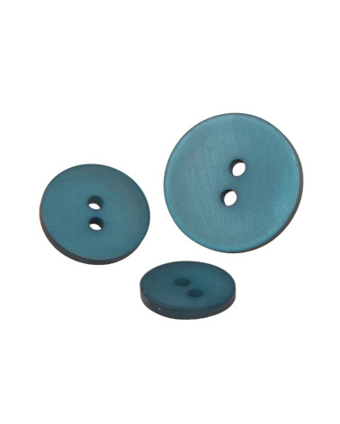 Set mit 3 Knöpfen mit 2 Löchern, satiniert, kanarienblau