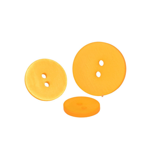 Set of 3 mustard yellow 2-hole satin buttons