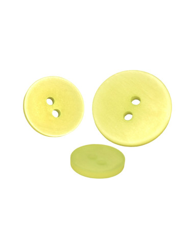 Set of 3 light green satin 2-hole buttons