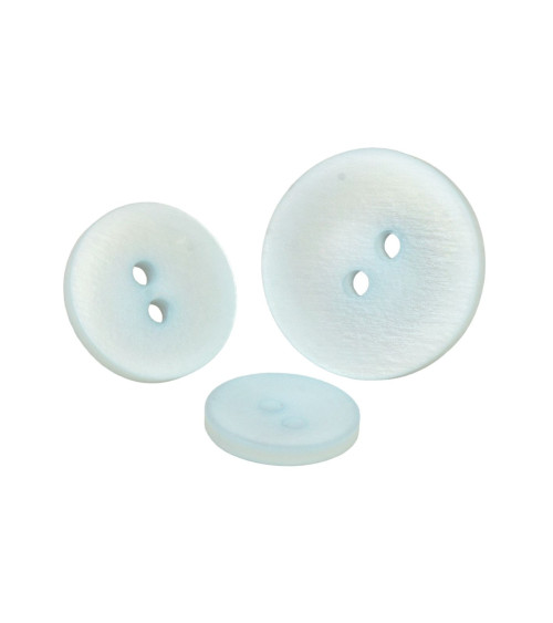 Set of 3 2-hole satin baby blue buttons