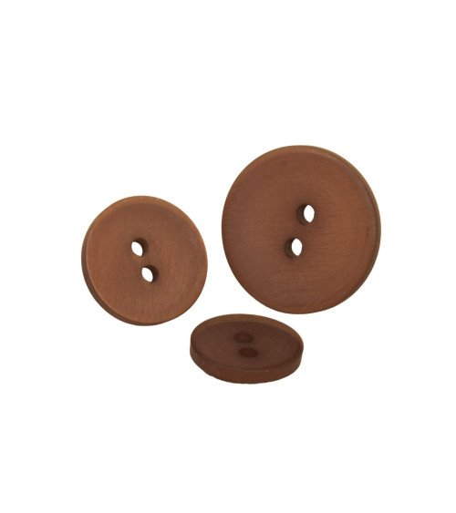 Set of 3 2-hole brown satin buttons