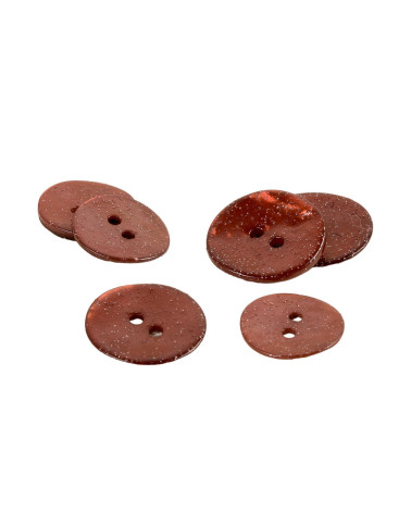 Set mit 3 korallenglitzernden Perlmuttknöpfen