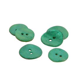 Lot de 3 boutons nacre paillettes vert normandie