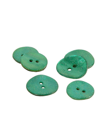 Set of 3 Normandy green glitter mother-of-pearl buttons
