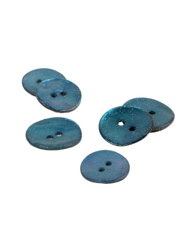 Set aus 3 Perlmuttknöpfen mit benzinblauem Glitzer